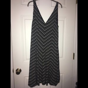LOFT Black and White Chevron Midi Dress